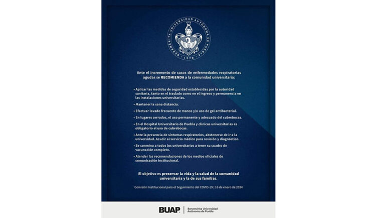 BUAP emite recomendaciones ante aumento de enfermedades respiratorias