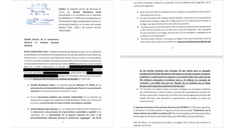 Denuncia Xóchitl Gálvez a Claudia Sheinbaum ante el INE