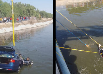 Rescatan a 4 personas del auto que se fue al canal Valsequillo en Yehualtepec