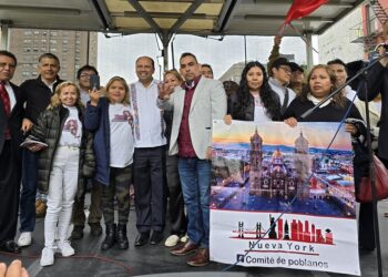 Comunidad migrante de Puebla en Nueva York expresa su apoyo a Armenta, en el marco del 5 de Mayo