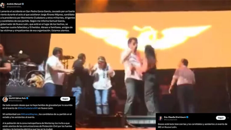AMLO, Sheinbaum y Xóchitl se solidarizan con MC tras accidente