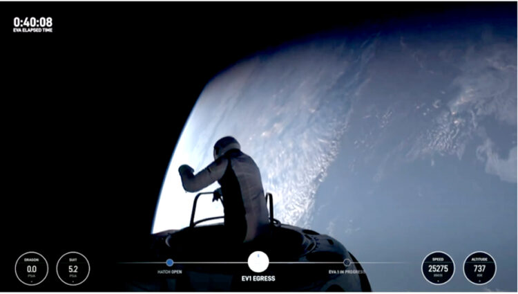 Un éxito la caminata fuera de la nave espacial por turistas no astronautas