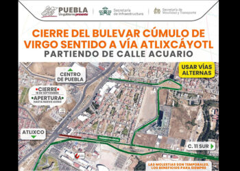 Cierre de la ciclopista  en la Atlixcáyotl a la altura del CCU por obras