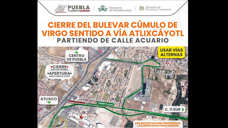 Cierre de la ciclopista en la Atlixcáyotl a la altura del CCU por obras