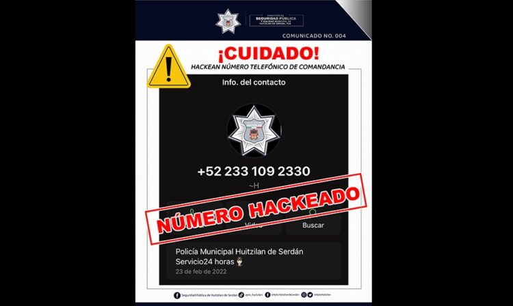 Hackean número telefónico de la comandancia de Huitzilan de Serdán