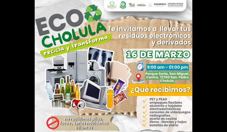 Invita SOSAPACH a la segunda edición de ECOCHOLULA