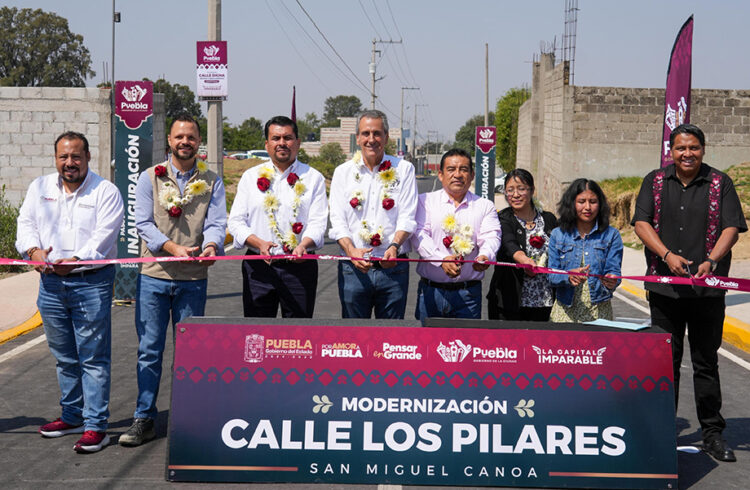 Inaugura Pepe Chedraui modernización de calle Los Pilares en San Miguel Canoa