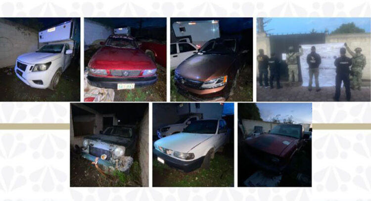 Recupera la FGE durante cateo en Palmar de Bravo 6 vehículos con reporte de robo