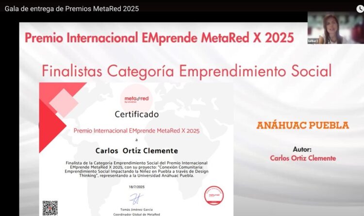 Proyecto de la Anáhuac Puebla recibe reconocimiento por su impacto social en premios MetaRed 2025