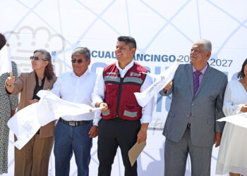 Arranca Omar Muñoz construcción de arco techos en bachilleratos de San Lorenzo Almecatla