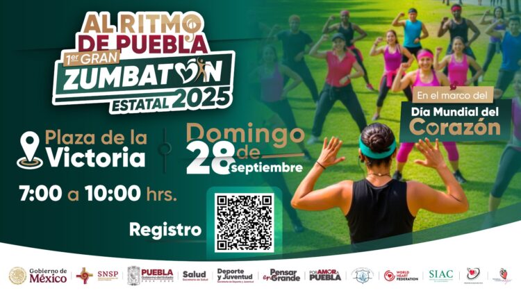 Puebla se activará con el Primer Gran Zumbatón Estatal 2025 en 200 municipios