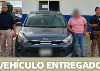 Policía de San Pedro Cholula recupera vehículo de plataforma en San Juan Tlautla