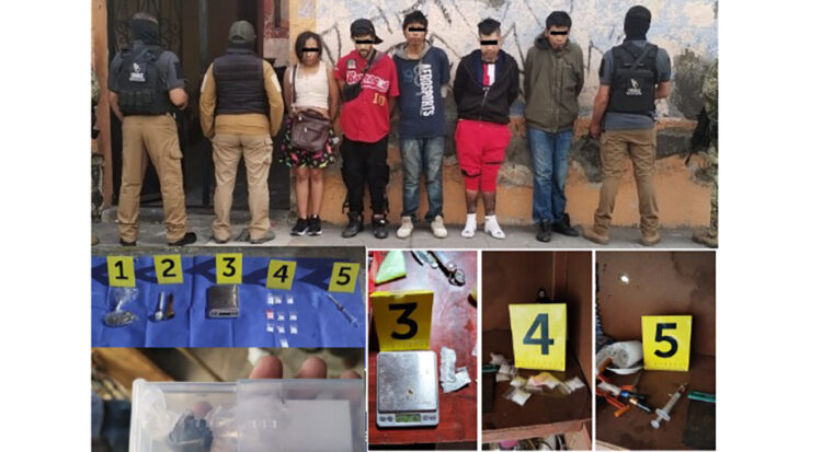Tras denuncias ciudadanas, catea FGE inmueble en Atlixco; detuvo a cinco personas y aseguró narcóticos