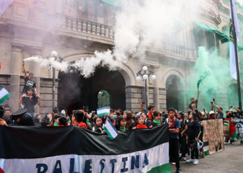Marchan en Puebla en solidaridad con el pueblo palestino