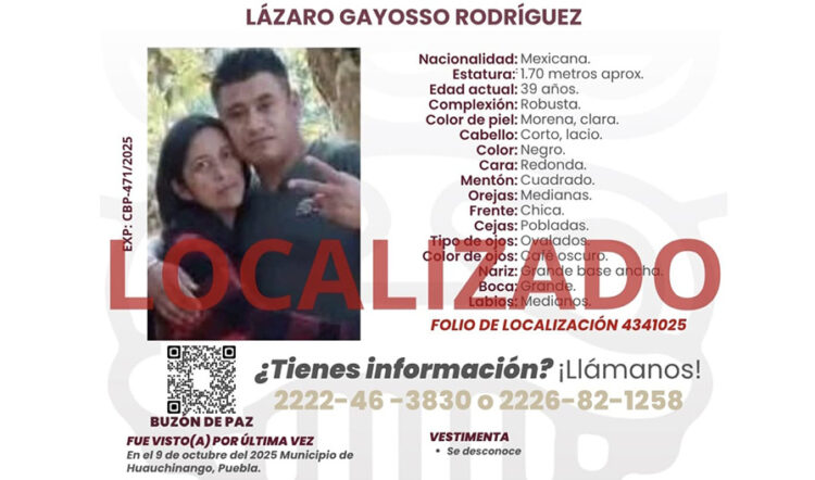Comisión de Búsqueda localiza sin vida a Lázaro Gayoso Rodríguez