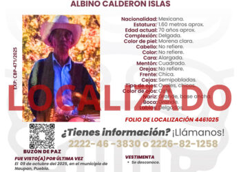 Comisión de Búsqueda localiza sin vida a Albino Calderón Islas en Naupan