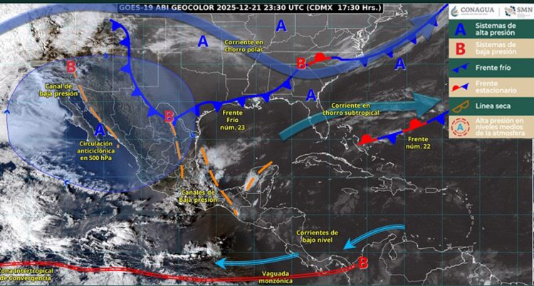 Frente frío 23 traerá a territorio nacional más bajas temperaturas