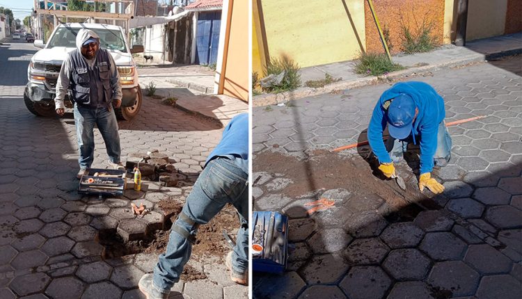 SOSAPACH atiende de manera inmediata fugas de agua en la cabecera municipal de San Pedro Cholula