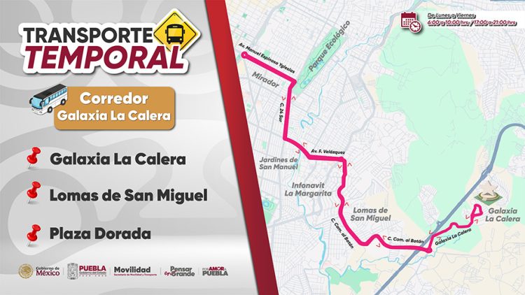 Con dos nuevos recorridos fortalece gobierno estatal esquema de transporte temporal en Puebla