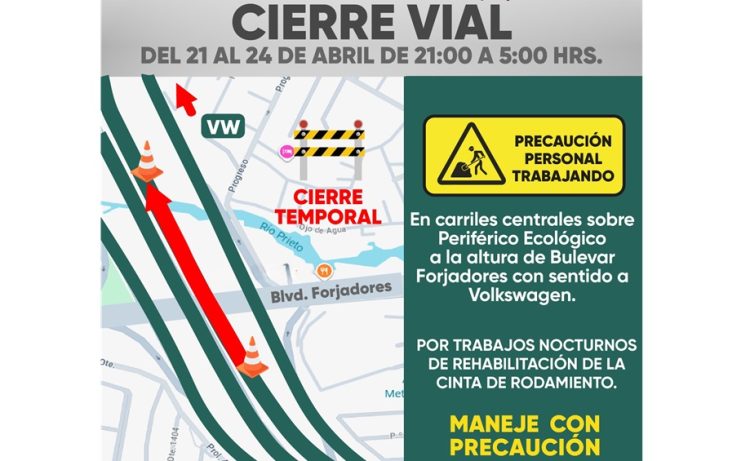Anuncia Gobierno del Estado tendido nocturno de carpeta en Periférico Ecológico