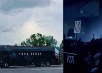 Balean autobús del grupo musical de Memo Garza