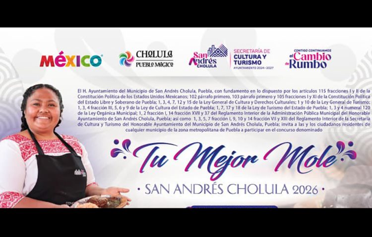 Tradición, sabor y premios: Ayuntamiento de San Andrés Cholula invita a participar en el concurso “Tu Mejor Mole»