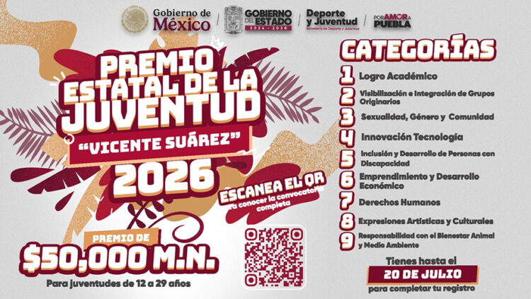Gobierno estatal impulsa Premio Estatal de la Juventud “Vicente Suárez” 2026
