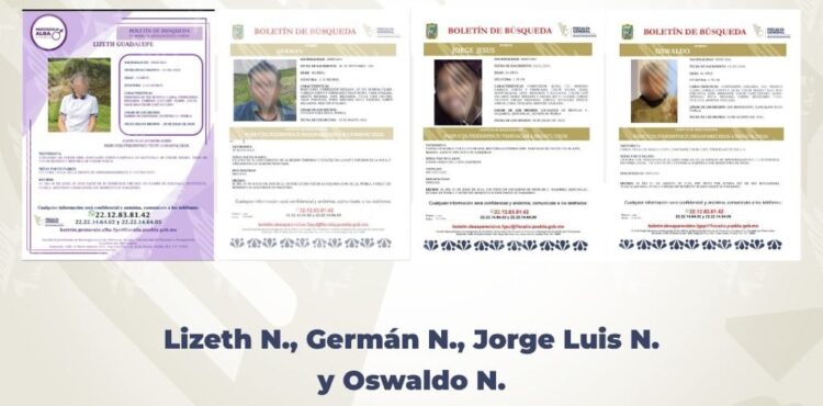 Verifica Fiscalía de Puebla ubicación con vida de cuatro personas reportadas como desaparecidas