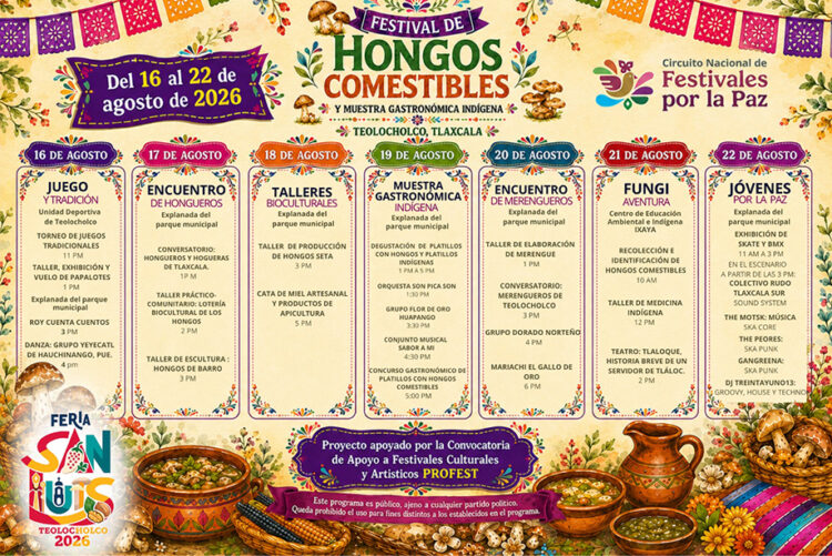Todo listo para la 3.ª edición del Festival de Hongos Comestibles y Muestra Gastronómica Indígena en Teolocholco, Tlaxcala